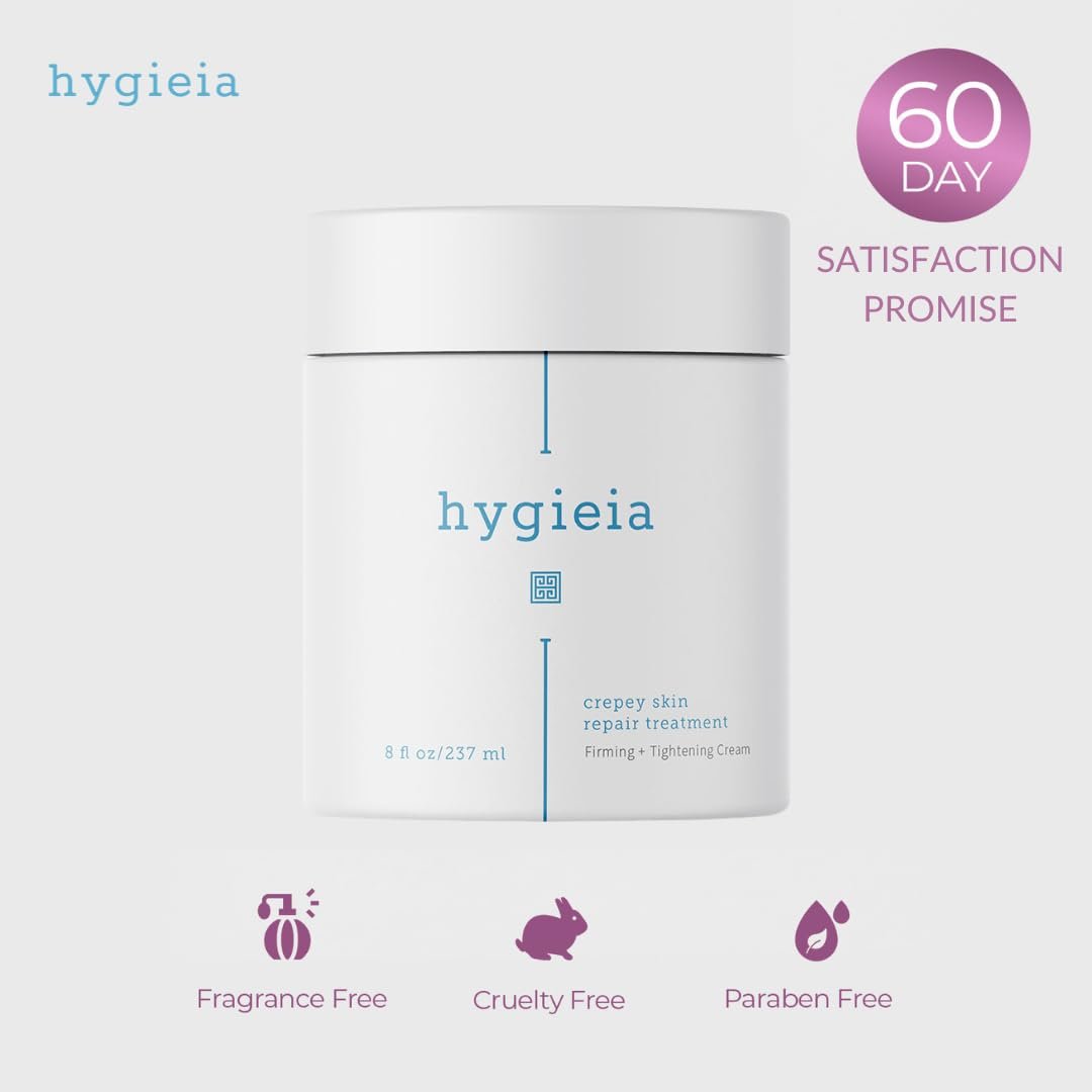 Hygieia + Crepey Skin Full Body Moisturizing & Firming Cream – Tighten & Smooth Crepey Skin - Anti-Aging Moisturizer with Hyaluronic Acid, AHAs & Natural Oils, 8 oz Avelisse