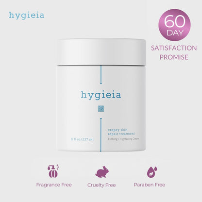 Hygieia + Crepey Skin Full Body Moisturizing & Firming Cream – Tighten & Smooth Crepey Skin - Anti-Aging Moisturizer with Hyaluronic Acid, AHAs & Natural Oils, 8 oz Avelisse