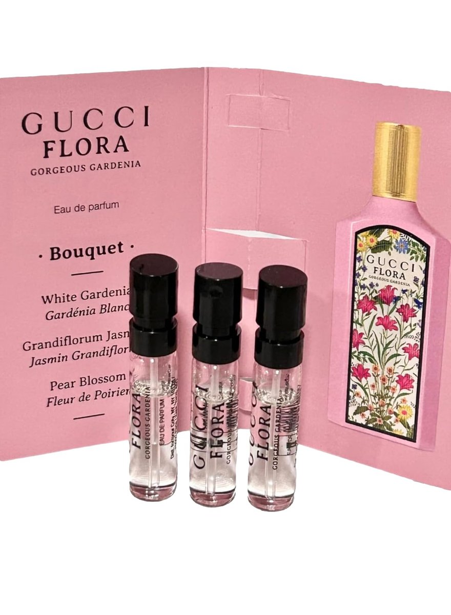 Gucci Flora Gorgeous Gardenia Eau de Parfum Sample Spray - 1.5 ml (0.05 oz) Set of 3 Avelisse