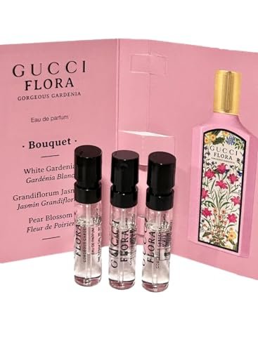 Gucci Flora Gorgeous Gardenia Eau de Parfum Sample Spray - 1.5 ml (0.05 oz) Set of 3 Avelisse