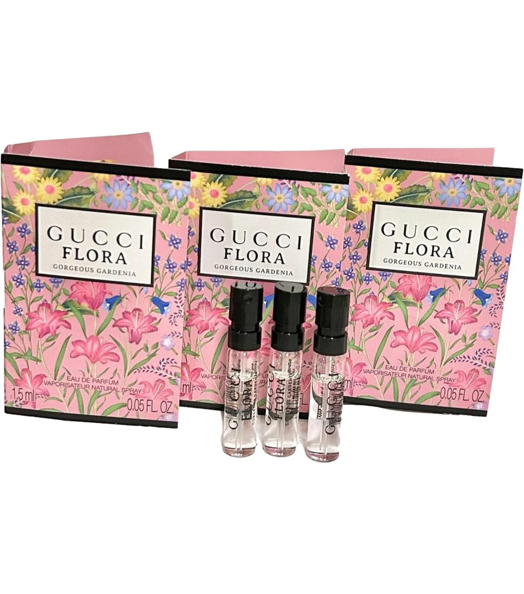 Gucci Flora Gorgeous Gardenia Eau de Parfum Sample Spray - 1.5 ml (0.05 oz) Set of 3 Avelisse