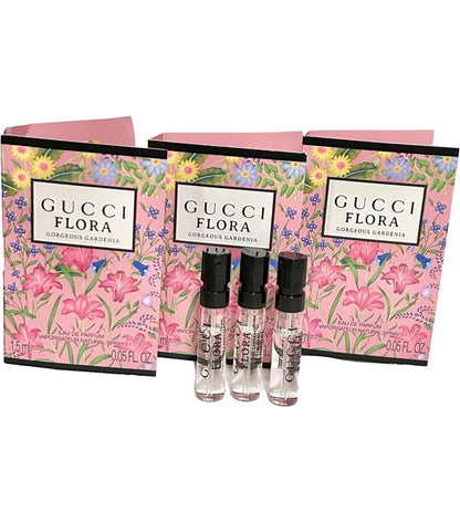 Gucci Flora Gorgeous Gardenia Eau de Parfum Sample Spray - 1.5 ml (0.05 oz) Set of 3 Avelisse