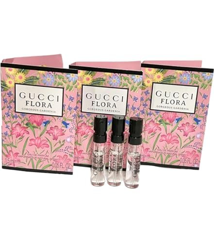 Gucci Flora Gorgeous Gardenia Eau de Parfum Sample Spray - 1.5 ml (0.05 oz) Set of 3 Avelisse