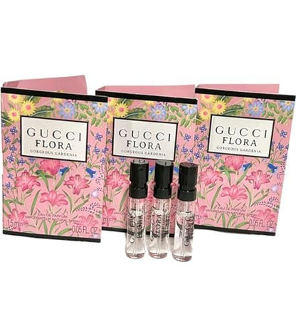 Gucci Flora Gorgeous Gardenia Eau de Parfum Sample Spray - 1.5 ml (0.05 oz) Set of 3 Avelisse
