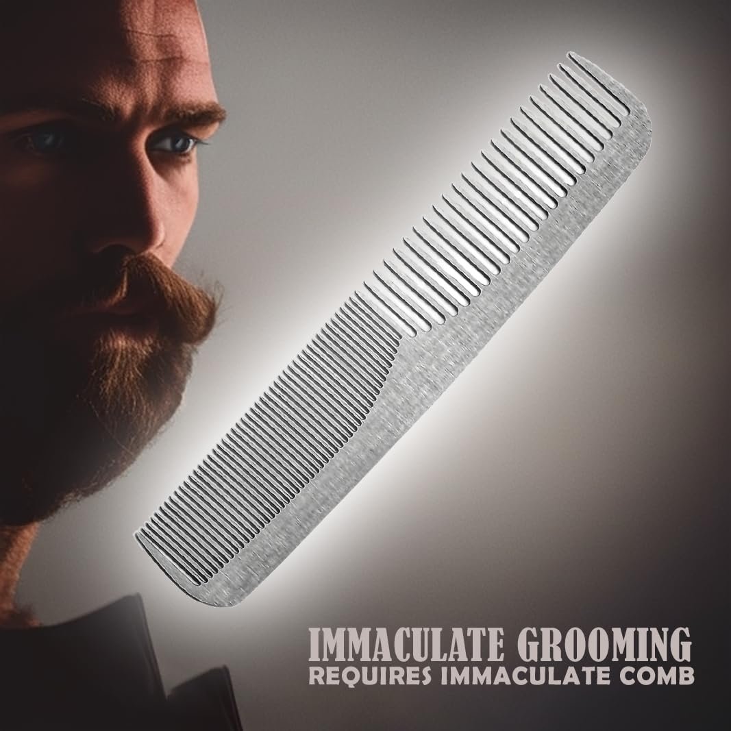Stainless Steel Comb for Men – 5 Inch Travel Size Barber Grooming Comb - görsel 3