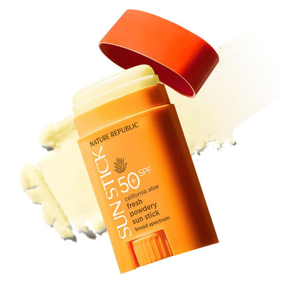 Nature Republic California Aloe Fresh Powdery Sun Stick SPF50+ PA++++ | Korean Sunscreen, Travel Size, No White Cast, Non-Sticky, Water-Resistant, 0.71 oz Avelisse