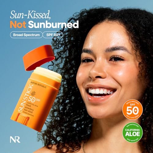 Nature Republic California Aloe Fresh Powdery Sun Stick SPF50+ PA++++ | Korean Sunscreen, Travel Size, No White Cast, Non-Sticky, Water-Resistant, 0.71 oz Avelisse