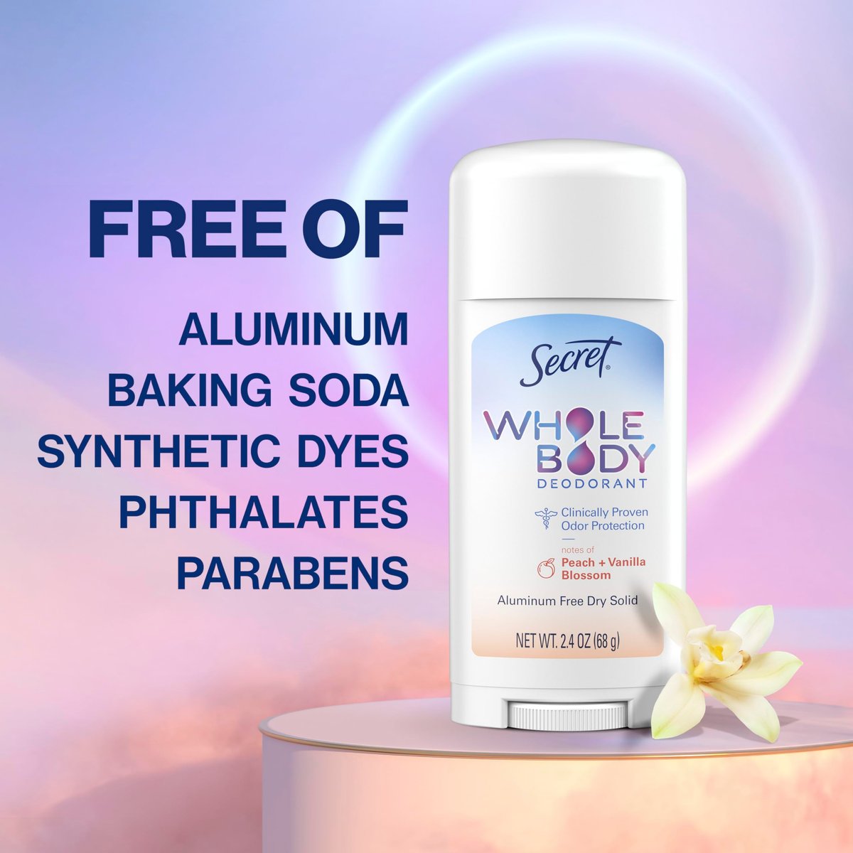 Secret Whole Body Deodorant Stick for Women, Peach & Vanilla, Aluminum Free, 72 HR Odor Protection, 2.4 oz - görsel 8