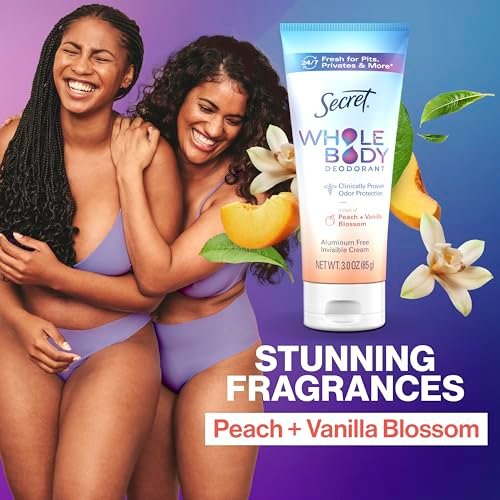 Secret Whole Body Deodorant Cream for Women, Peach & Vanilla Blossom Scent, Aluminum Free Deodorant, 72 HR Odor Protection, 3.0 oz - görsel 12