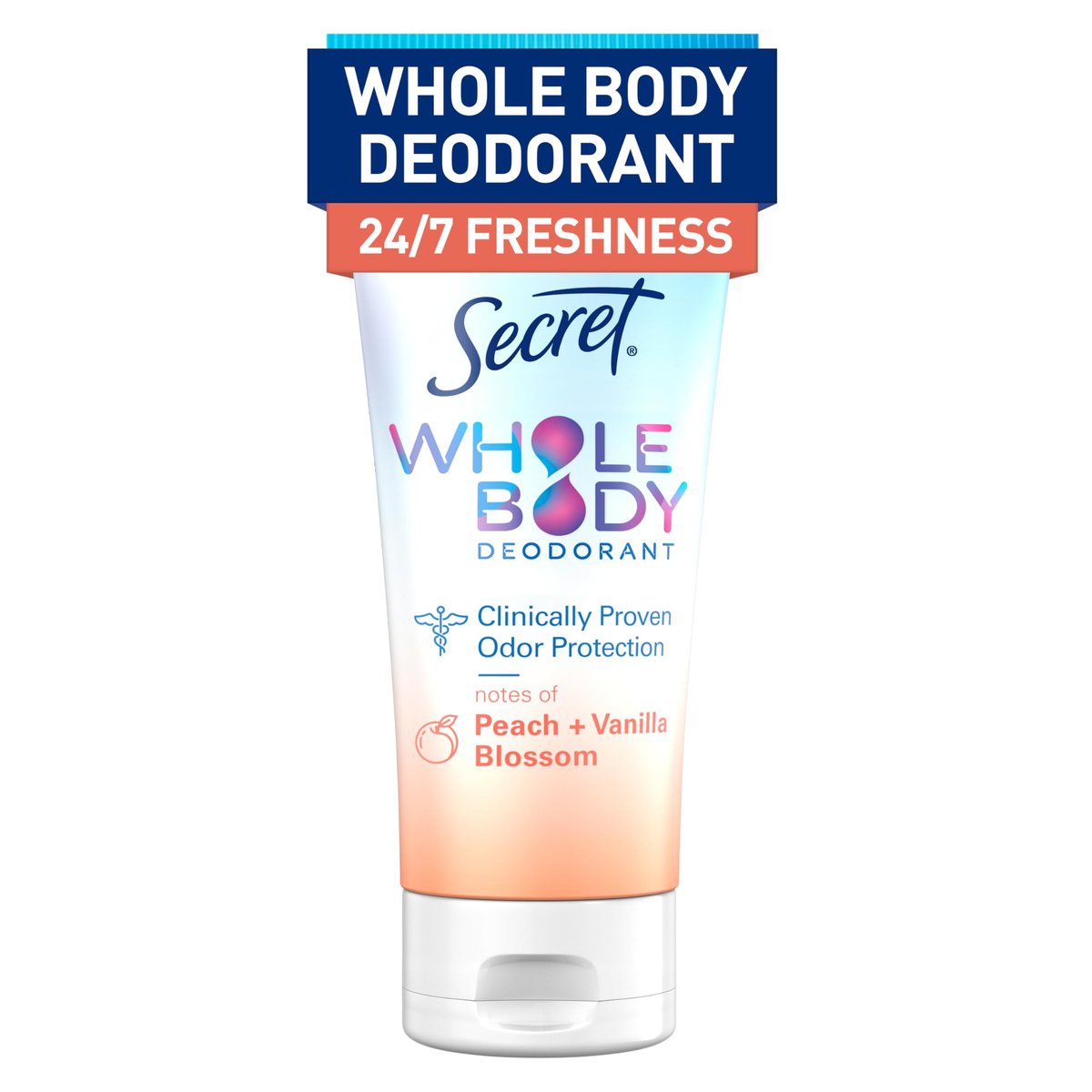 Secret Whole Body Deodorant Cream for Women, Peach & Vanilla Blossom Scent, Aluminum Free Deodorant, 72 HR Odor Protection, 3.0 oz - görsel 2