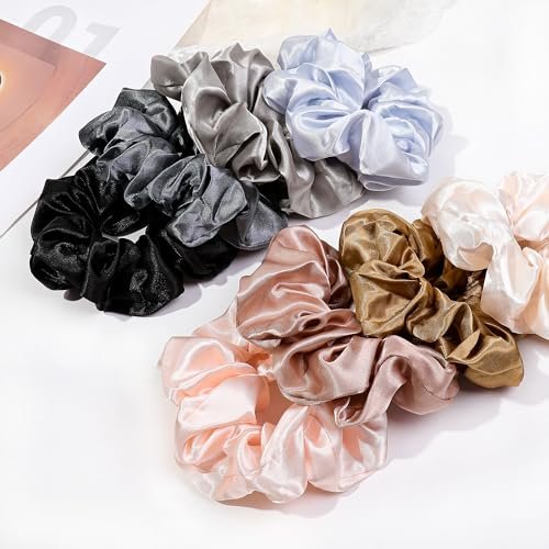 16 Satin Scrunchies for Women – Gentle Hair Ties, No-Crease Ponytail Holders for Thick & Curly Hair, Multicolor Set - görsel 4