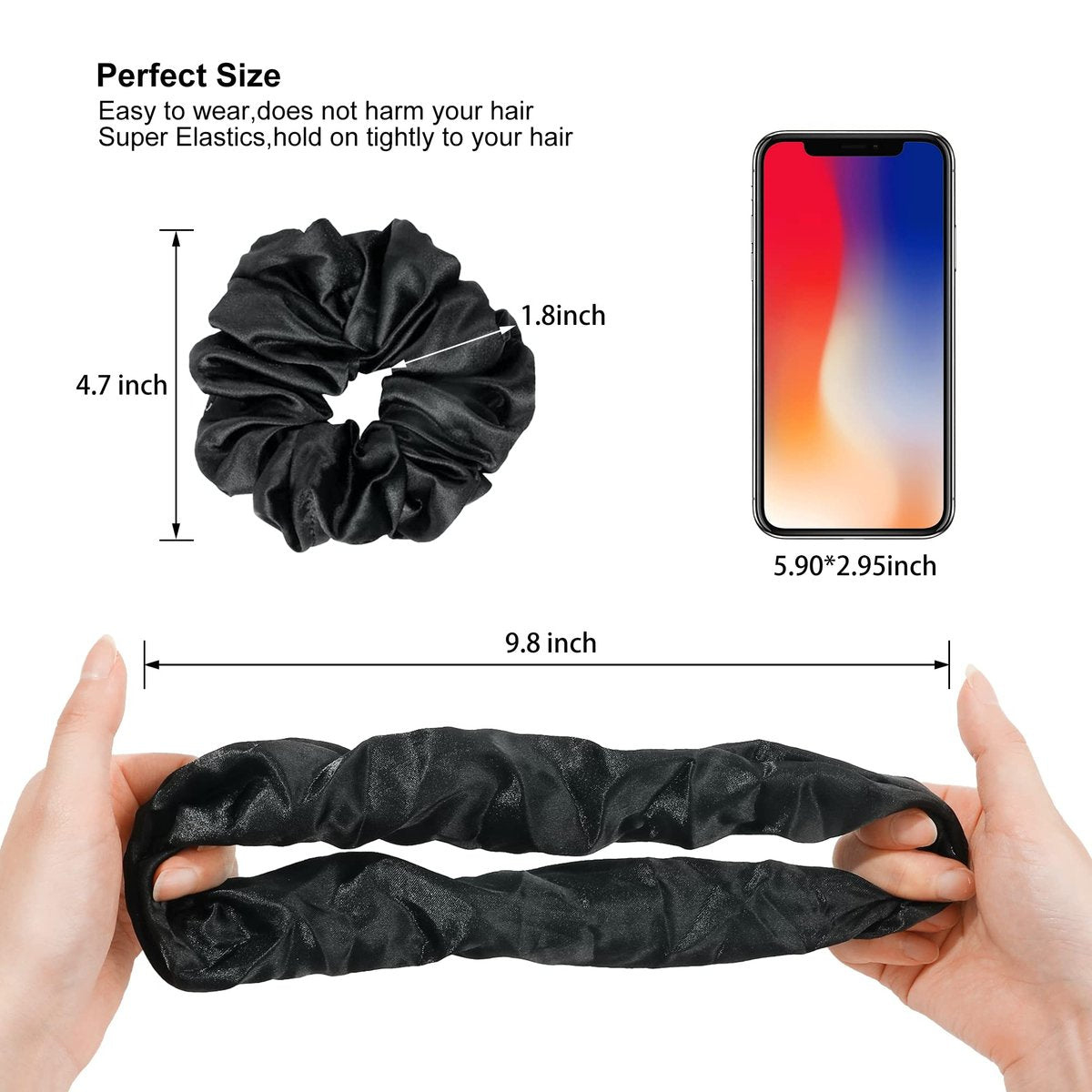 16 Satin Scrunchies for Women – Gentle Hair Ties, No-Crease Ponytail Holders for Thick & Curly Hair, Multicolor Set - görsel 11
