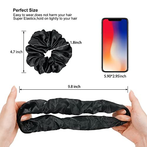16 Satin Scrunchies for Women – Gentle Hair Ties, No-Crease Ponytail Holders for Thick & Curly Hair, Multicolor Set - görsel 12