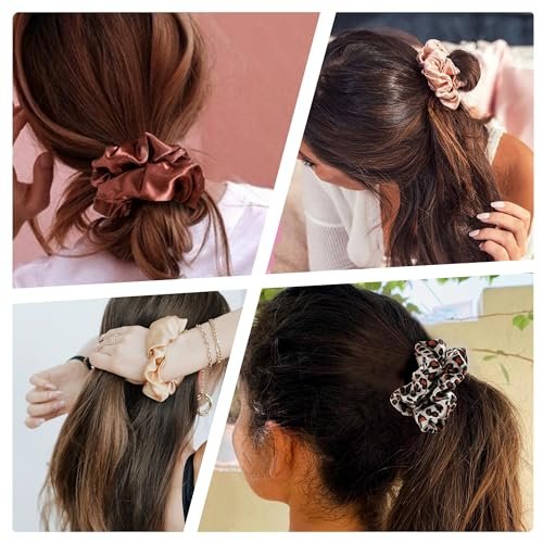 16 Satin Scrunchies for Women – Gentle Hair Ties, No-Crease Ponytail Holders for Thick & Curly Hair, Multicolor Set - görsel 14
