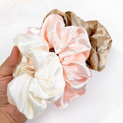 16 Satin Scrunchies for Women – Gentle Hair Ties, No-Crease Ponytail Holders for Thick & Curly Hair, Multicolor Set