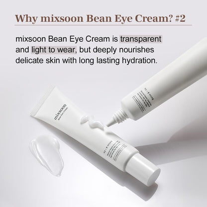 mixsoon Bean Eye Cream – Nourishing & Firming Eye Cream with Fermented Bean and Peptide Complex, Niacinamide, 20ml / 0.67 fl.oz. for Dark Circles and Puffiness Avelisse