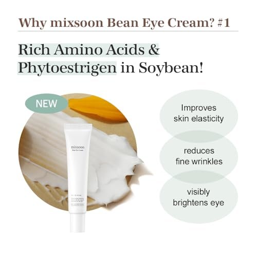 mixsoon Bean Eye Cream – Nourishing & Firming Eye Cream with Fermented Bean and Peptide Complex, Niacinamide, 20ml / 0.67 fl.oz. for Dark Circles and Puffiness Avelisse
