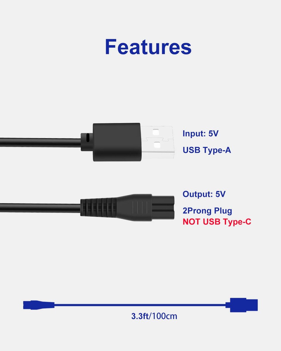 USB Charging Cable for AMULISS Professional Hair Clippers - Compatible Replacement Power Cord with Cleaning Brush - görsel 9