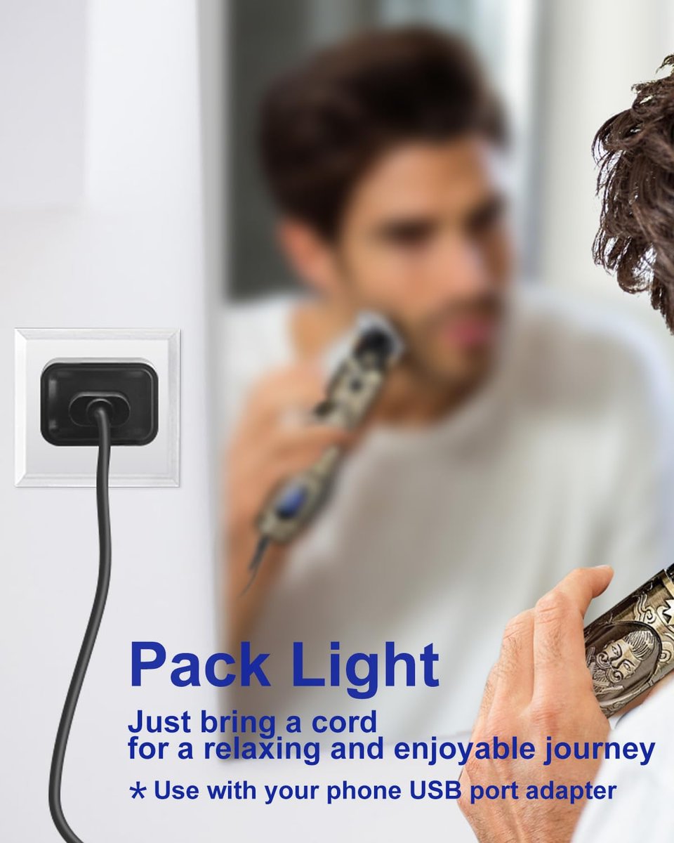 USB Charging Cable for AMULISS Professional Hair Clippers - Compatible Replacement Power Cord with Cleaning Brush - görsel 5