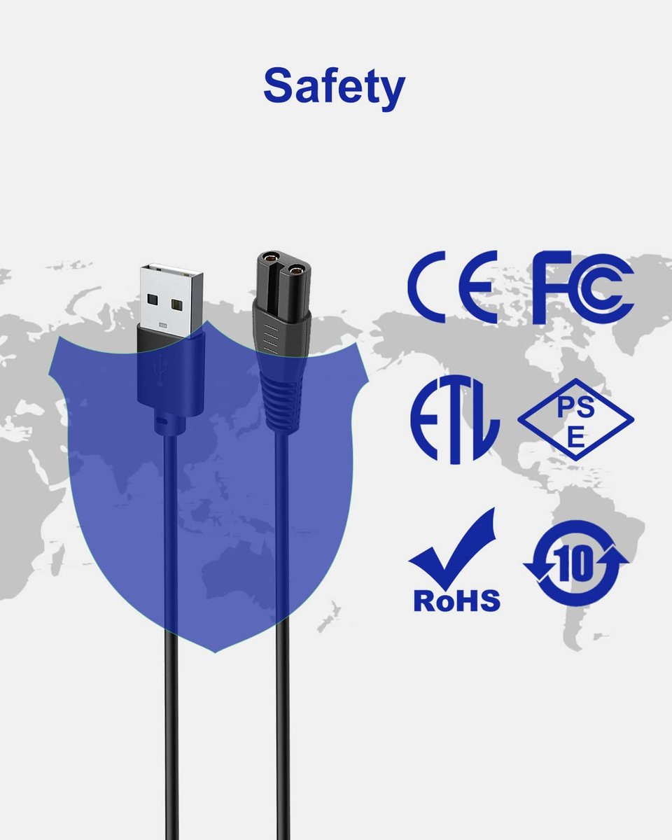USB Charging Cable for AMULISS Professional Hair Clippers - Compatible Replacement Power Cord with Cleaning Brush - görsel 11