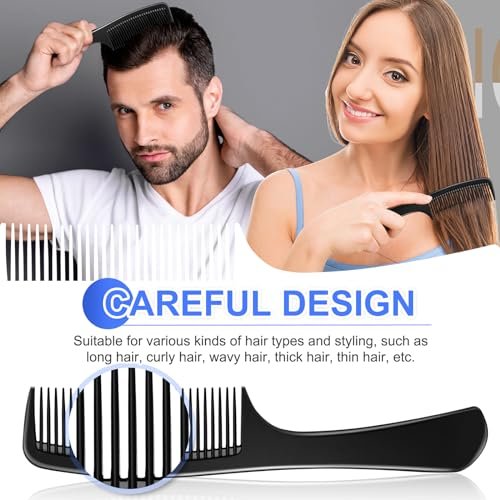 Rsiynax Professional Teasing Comb Set - 3 Pieces Black Carbon Fiber Hair Combs for Cutting, Styling, Fine & Wide Teeth - for Women and Men - görsel 4