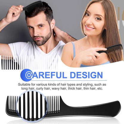 Rsiynax Professional Teasing Comb Set - 3 Pieces Black Carbon Fiber Hair Combs for Cutting, Styling, Fine & Wide Teeth - for Women and Men