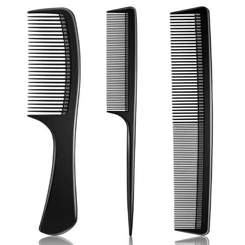 Rsiynax Professional Teasing Comb Set - 3 Pieces Black Carbon Fiber Hair Combs for Cutting, Styling, Fine & Wide Teeth - for Women and Men - görsel 2