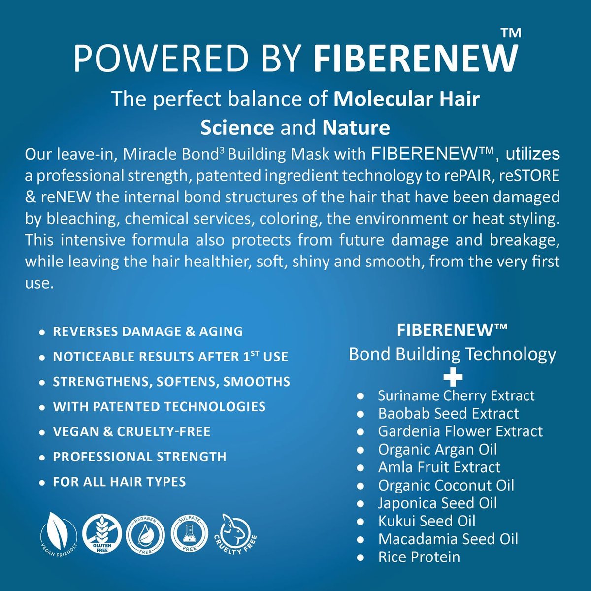 reBOND Leave-in Miracle Bond Building Hair Mask - 4 Minute Repair Treatment for Bleached, Damaged, Dry, Colored or Frizzy Hair, 3oz + .34oz Avelisse