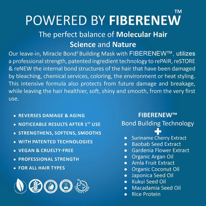 reBOND Leave-in Miracle Bond Building Hair Mask - 4 Minute Repair Treatment for Bleached, Damaged, Dry, Colored or Frizzy Hair, 3oz + .34oz Avelisse