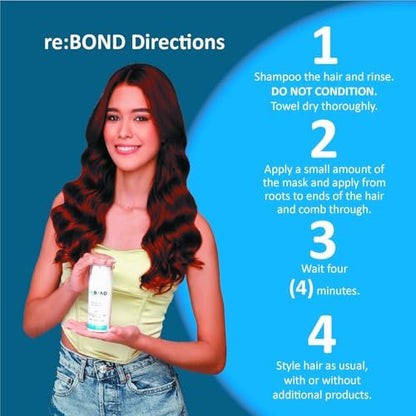 reBOND Leave-in Miracle Bond Building Hair Mask - 4 Minute Repair Treatment for Bleached, Damaged, Dry, Colored or Frizzy Hair, 3oz + .34oz Avelisse