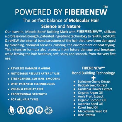 reBOND Leave-in Miracle Bond Building Hair Mask - 4 Minute Repair Treatment for Bleached, Damaged, Dry, Colored or Frizzy Hair, 3oz + .34oz Avelisse