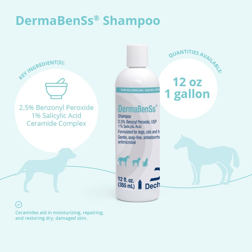DermaBenSs Shampoo for Dogs, Cats and Horses – 12 oz Gentle Liquid Formula Avelisse