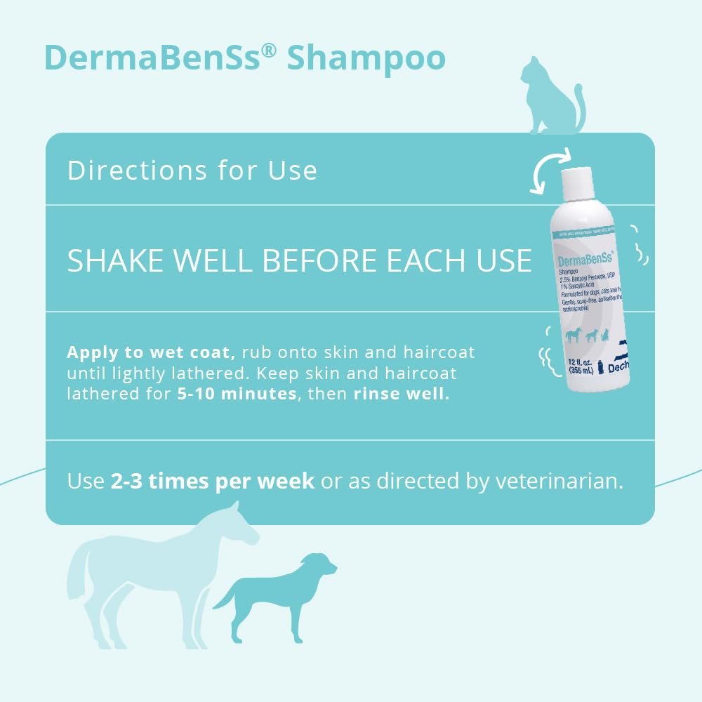 DermaBenSs Shampoo for Dogs, Cats and Horses – 12 oz Gentle Liquid Formula Avelisse