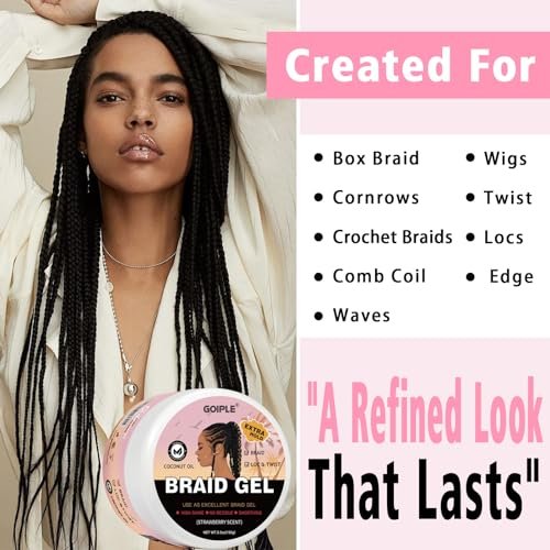 150g Braid Gel with Extra Hold, High Shine for Twists, Locs, Braids & Edge Control - Smooths Frizz, Long-Lasting for Locks, Cornrows 5.3oz (Strawberry Flavor) - görsel 8