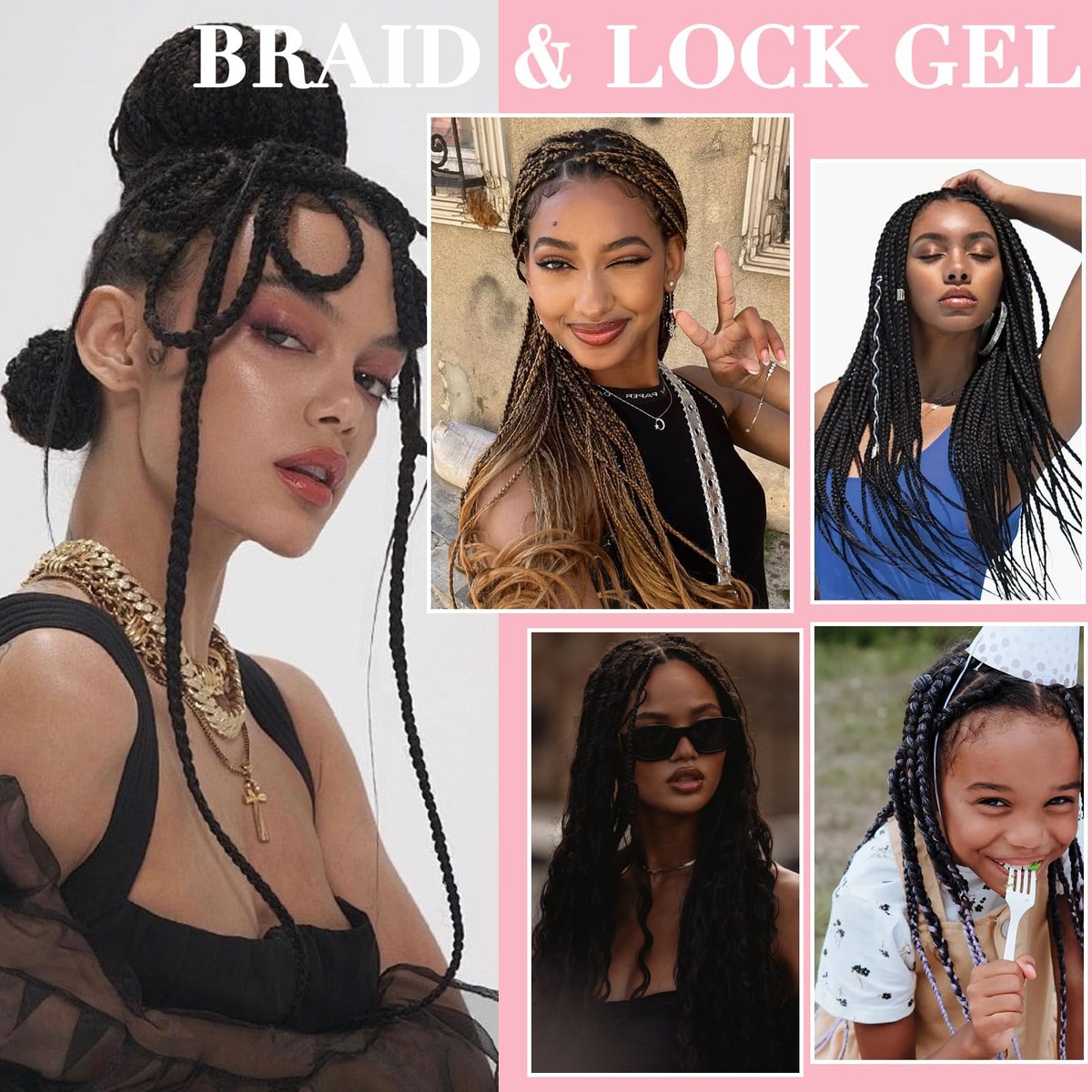 150g Braid Gel with Extra Hold, High Shine for Twists, Locs, Braids & Edge Control - Smooths Frizz, Long-Lasting for Locks, Cornrows 5.3oz (Strawberry Flavor) - görsel 9