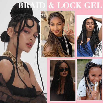 150g Braid Gel with Extra Hold, High Shine for Twists, Locs, Braids & Edge Control - Smooths Frizz, Long-Lasting for Locks, Cornrows 5.3oz (Strawberry Flavor)