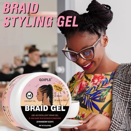 150g Braid Gel with Extra Hold, High Shine for Twists, Locs, Braids & Edge Control - Smooths Frizz, Long-Lasting for Locks, Cornrows 5.3oz (Strawberry Flavor) - görsel 14