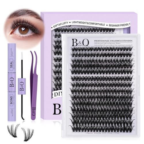DIY Lash Extension Kit – 280pcs Individual Lashes Cluster D Curl with Bond & Seal for Self Application (50D, 9-16mm Mix) - görsel 3