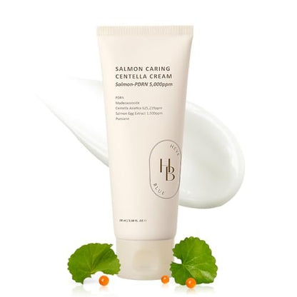 HEVEBLUE Salmon Caring Centella Cream – Korean Face Moisturizer with Salmon PDRN, Egg Extract & Centella for Deep Hydration, Skin Repair & Rejuvenation (3.38 fl oz) Avelisse