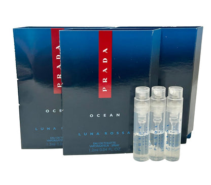 Prada Luna Rossa Ocean Eau de Toilette Sample Set - 3 Mini Travel Sprays 0.04 fl oz Each