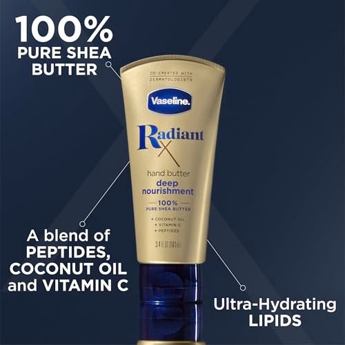 Vaseline Radiant X Deep Nourishment Hand Butter 2-Pack + Original Lip Therapy Stick - 3 Piece Set for Dry Skin Avelisse