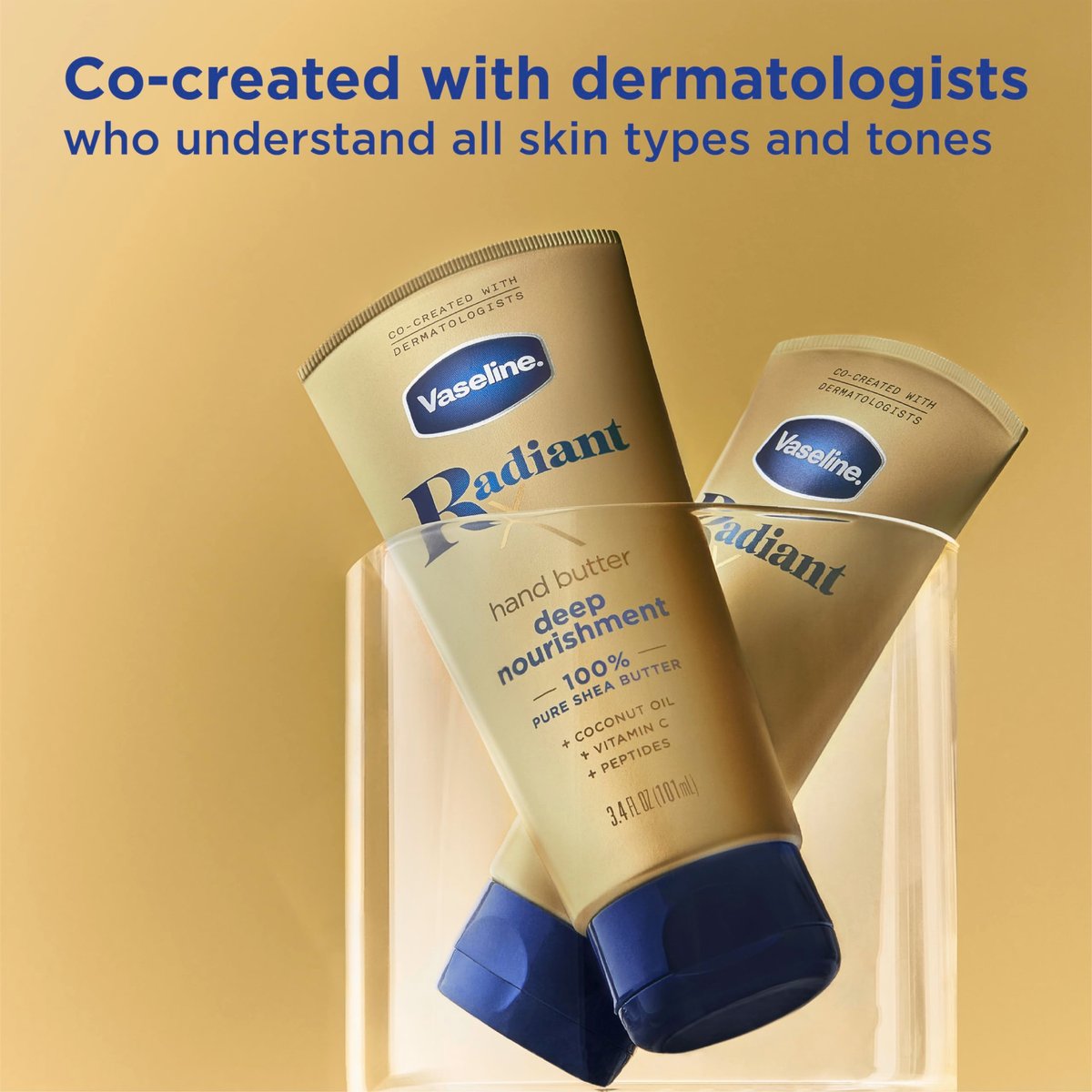 Vaseline Radiant X Deep Nourishment Hand Butter 2-Pack + Original Lip Therapy Stick - 3 Piece Set for Dry Skin Avelisse