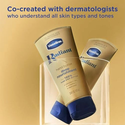 Vaseline Radiant X Deep Nourishment Hand Butter 2-Pack + Original Lip Therapy Stick - 3 Piece Set for Dry Skin Avelisse
