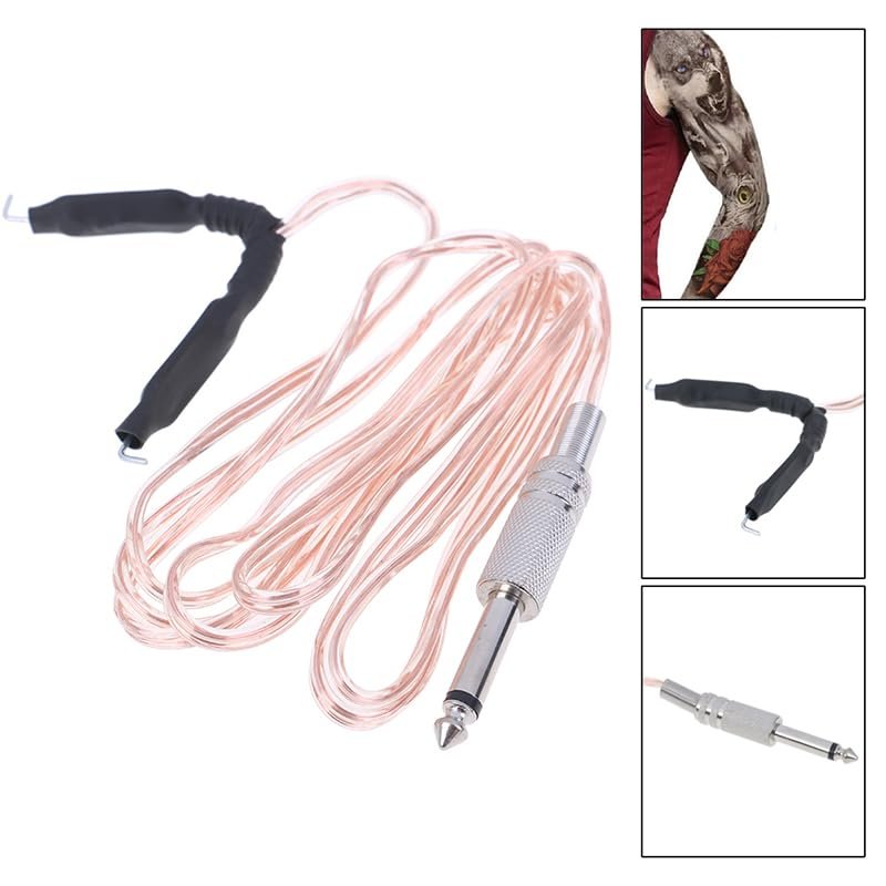 TorSor 2 Pack Tattoo Clip Cord 1.8M 6FT Hook Power Supply Line Cable Cords Adapter 6.35mm 1/4 Plug Connection For Tattoo Machine Equipment Gun Spare Parts Accessory Transparent + Black - görsel 9