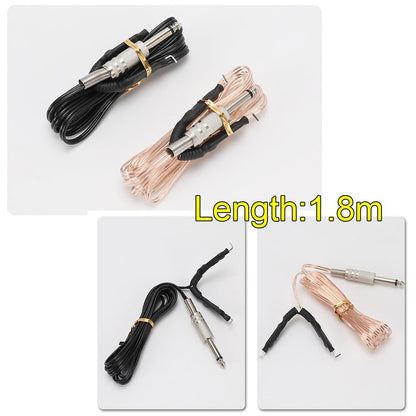 TorSor 2 Pack Tattoo Clip Cord 1.8M 6FT Hook Power Supply Line Cable Cords Adapter 6.35mm 1/4 Plug Connection For Tattoo Machine Equipment Gun Spare Parts Accessory Transparent + Black