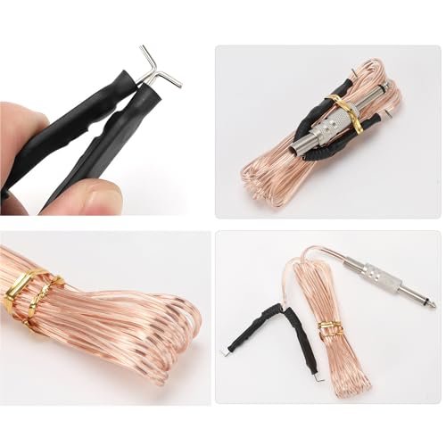 TorSor 2 Pack Tattoo Clip Cord 1.8M 6FT Hook Power Supply Line Cable Cords Adapter 6.35mm 1/4 Plug Connection For Tattoo Machine Equipment Gun Spare Parts Accessory Transparent + Black - görsel 8