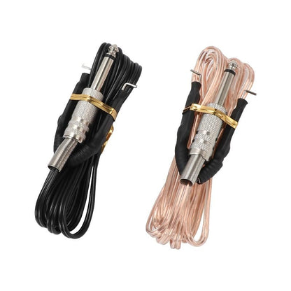 TorSor 2 Pack Tattoo Clip Cord 1.8M 6FT Hook Power Supply Line Cable Cords Adapter 6.35mm 1/4 Plug Connection For Tattoo Machine Equipment Gun Spare Parts Accessory Transparent + Black