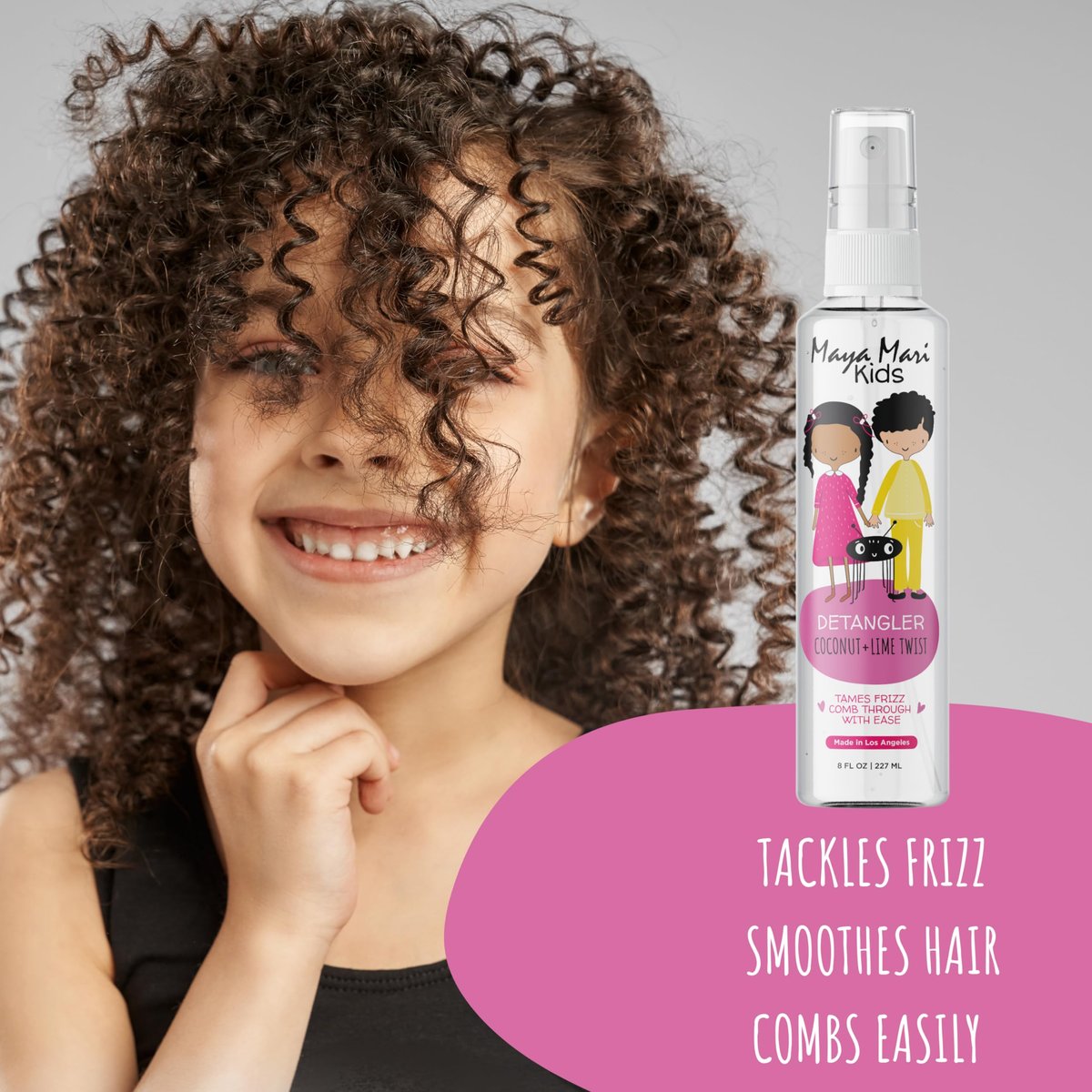 Maya Mari Kids Detangler Spray with Argan, Coconut and Lime Oils - Gentle Hair Detangler for Kids, Toddlers and Babies, 8 oz - No More Tangles, Ideal for Curly Hair Avelisse