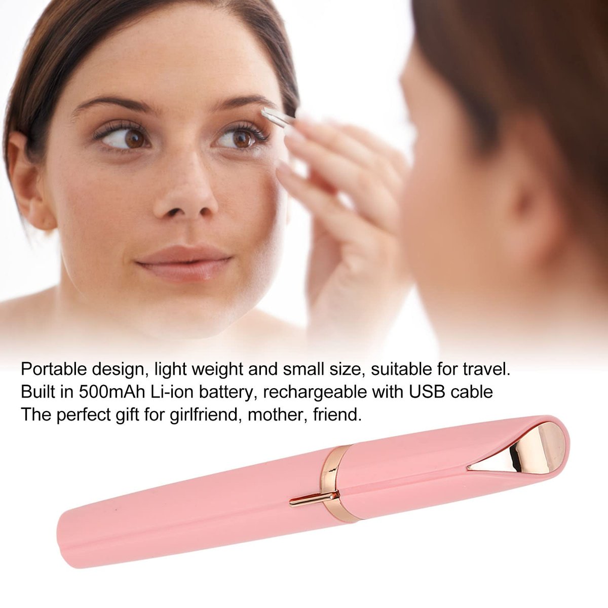 ZJchao Nose Hair Trimmer for Women – Waterproof, Rechargeable with LED Light & Brush, Facial Hair Removal Tool for Eyebrow, Face, Body, Nose & Ear - görsel 3