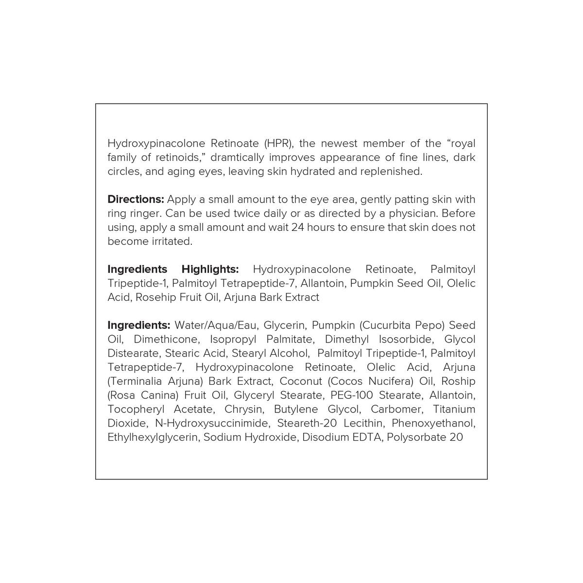 DRMTLGY HPR Eye Cream - Retinoid Under Eye Cream for Under Eyes, 0.5 fl oz Avelisse
